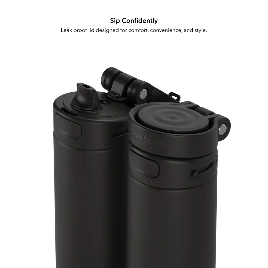 Розумна пляшка для води HidrateSpark PRO 2 Smart Bottle - Straw Lid 21 oz/621 ml - Black