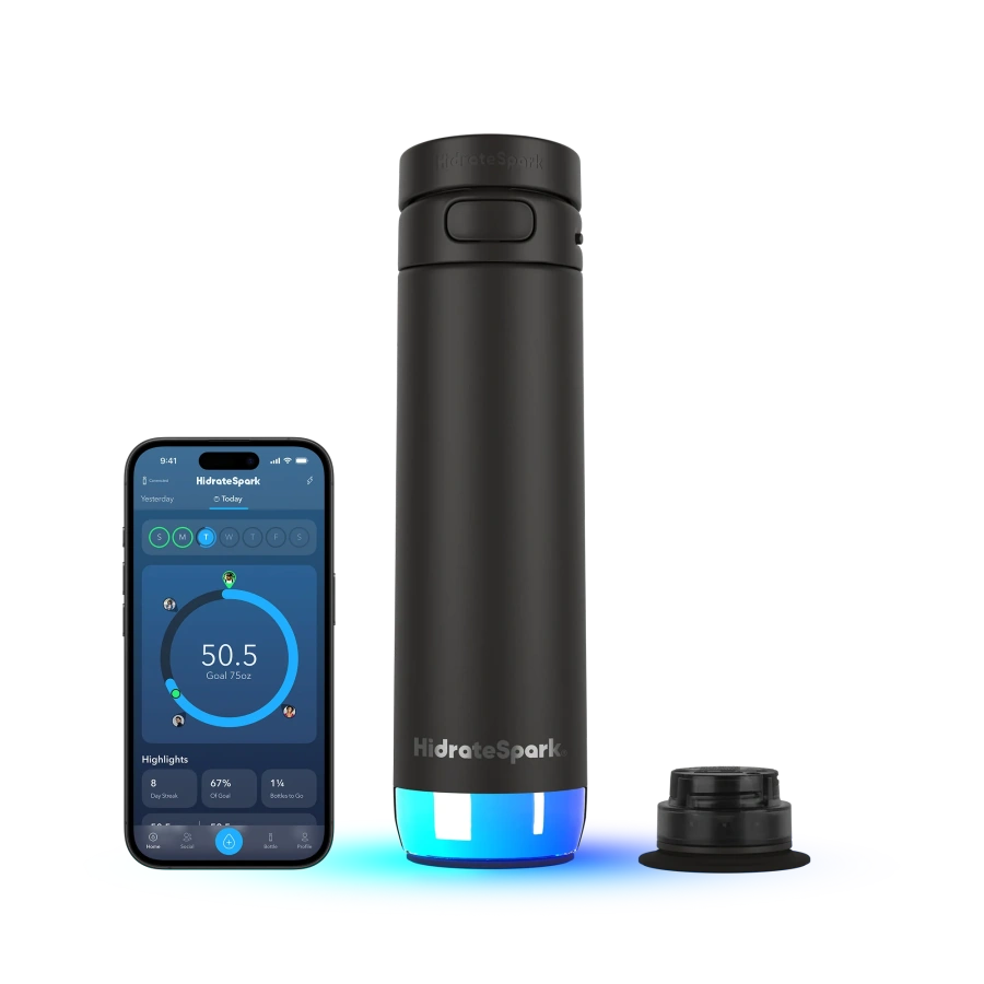 Розумна пляшка для води HidrateSpark PRO 2 Smart Bottle - Straw Lid 21 oz/621 ml - Black