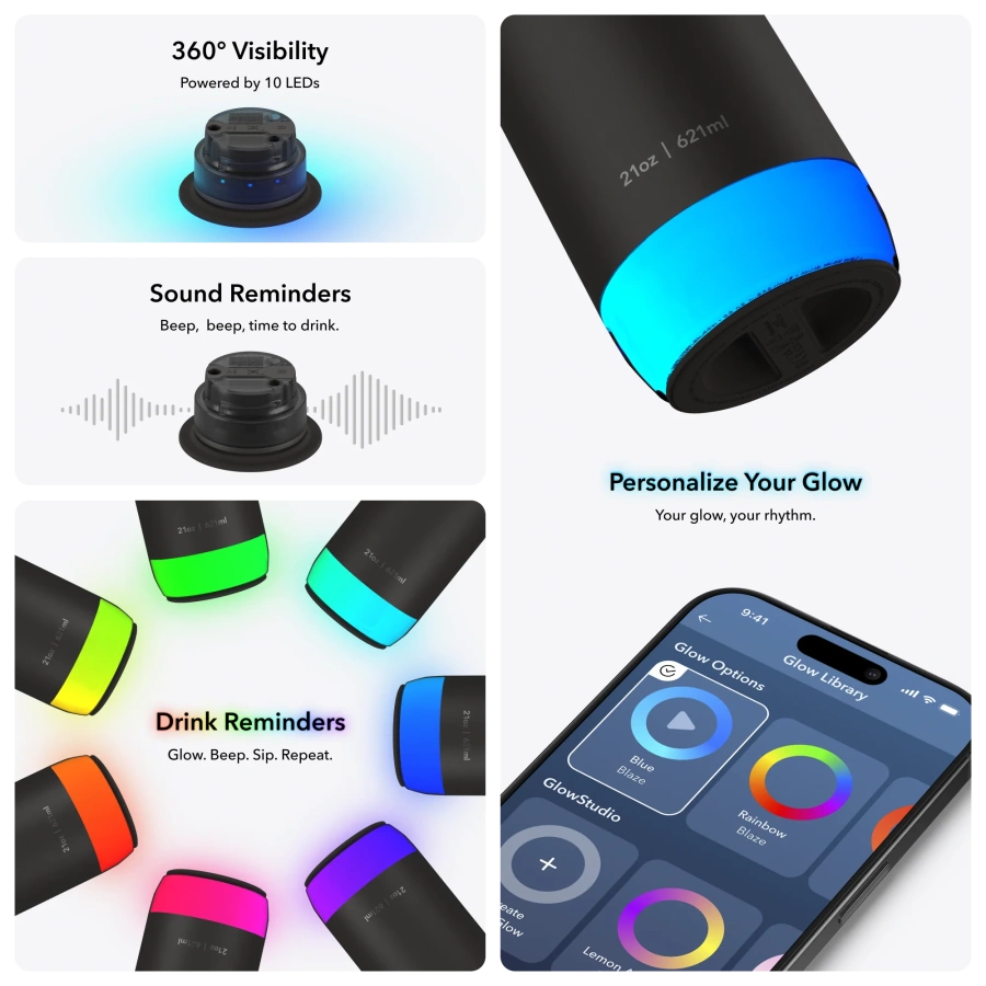 Умная бутылка для воды HidrateSpark PRO 2 Smart Bottle - Straw Lid 21 oz/621 ml - Navy