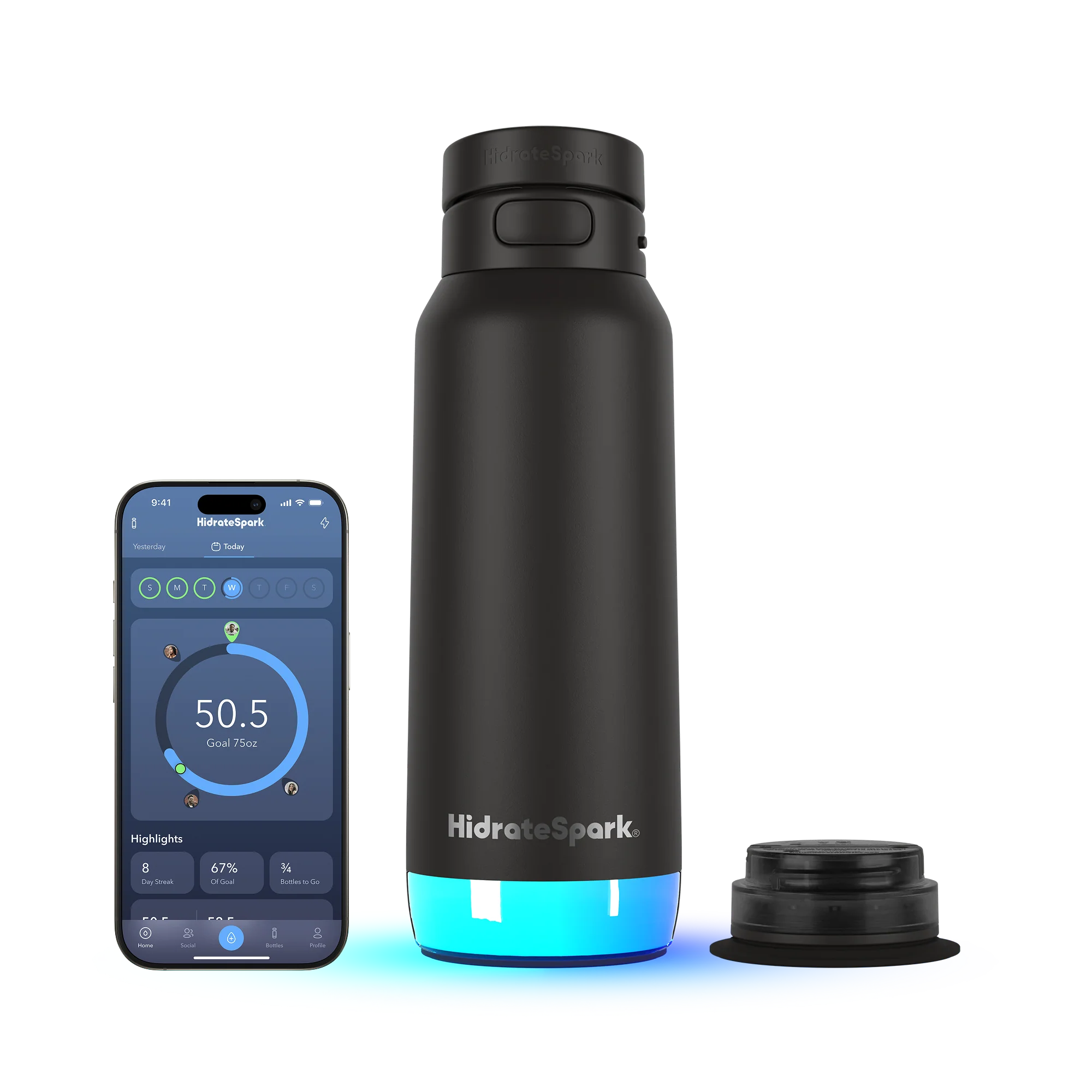 Розумна пляшка для води HidrateSpark PRO 2 Smart Bottle - Straw Lid 32oz/946 ml - Black