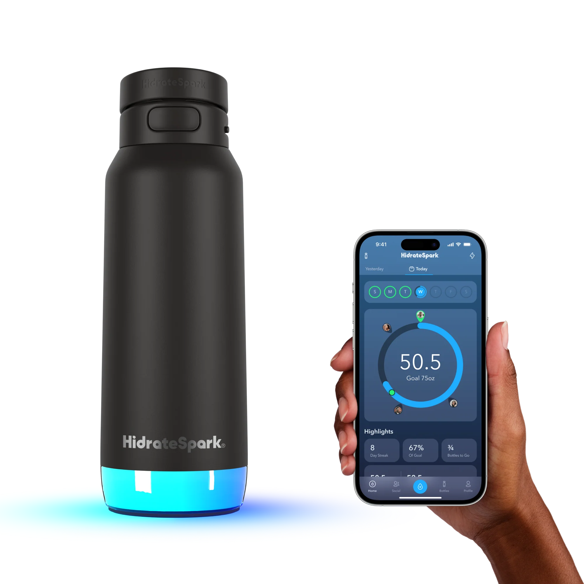 Розумна пляшка для води HidrateSpark PRO 2 Smart Bottle - Straw Lid 32oz/946 ml - Black