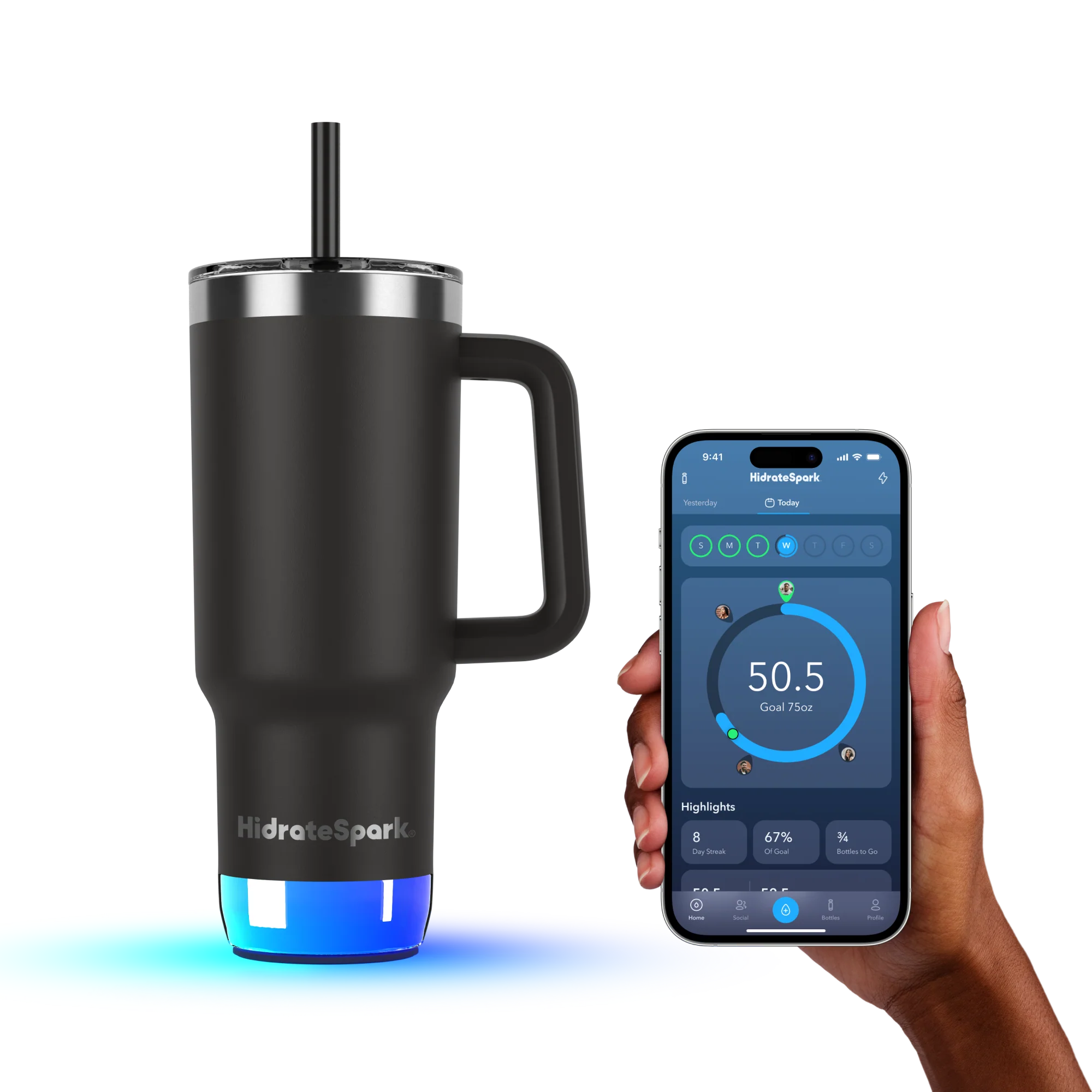 Розумний стакан для води та гарячих напоїв HidrateSpark PRO 2 Smart Tumbler 30 oz/887ml - Black