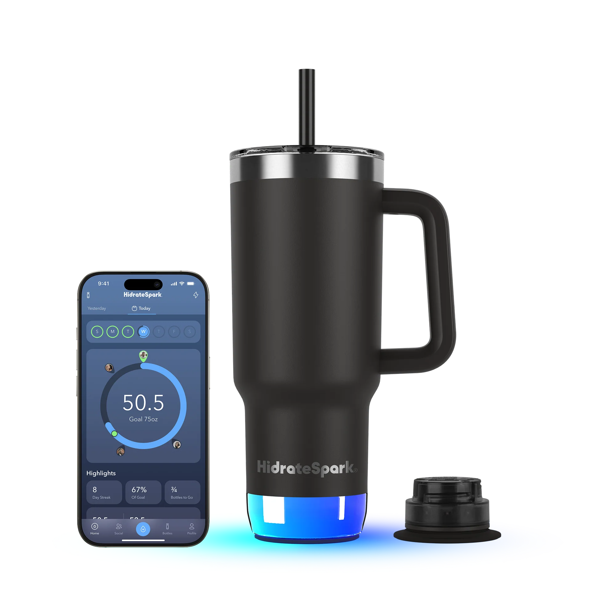 Розумний стакан для води та гарячих напоїв HidrateSpark PRO 2 Smart Tumbler 30 oz/887ml - Black