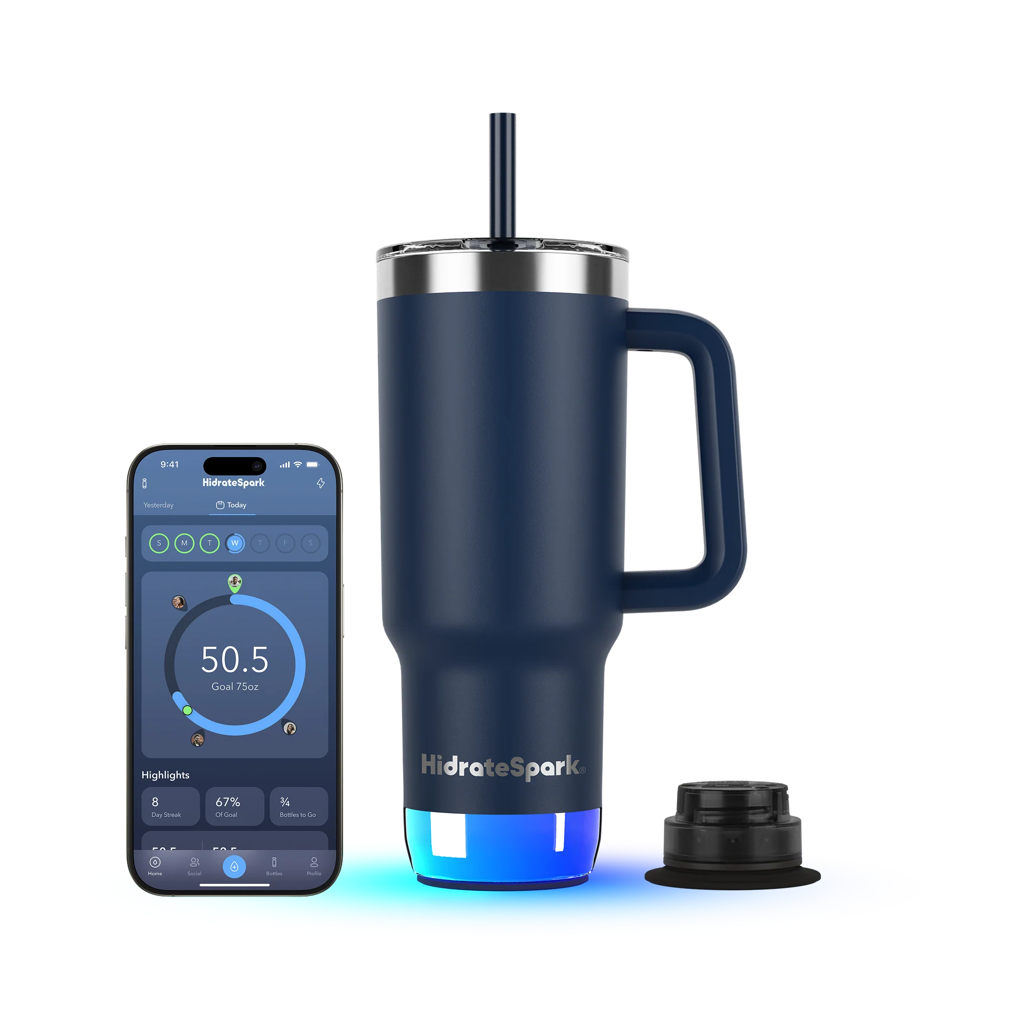 Розумний стакан для води та гарячих напоїв HidrateSpark PRO 2 Smart Tumbler 30 oz/887ml - Navy
