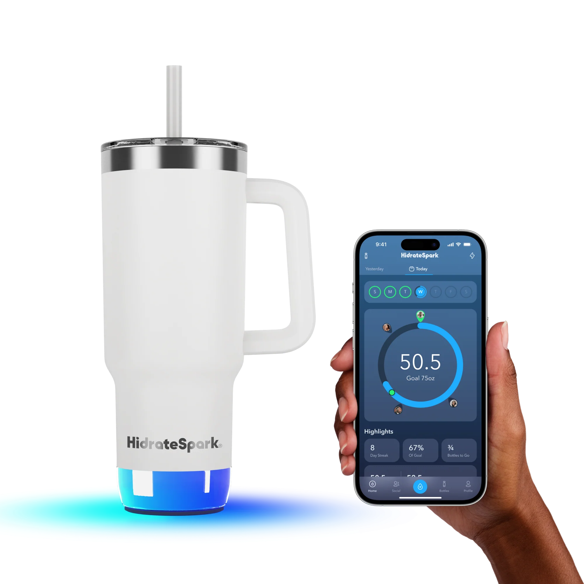 Розумний стакан для води та гарячих напоїв HidrateSpark PRO 2 Smart Tumbler 30 oz/887ml - White