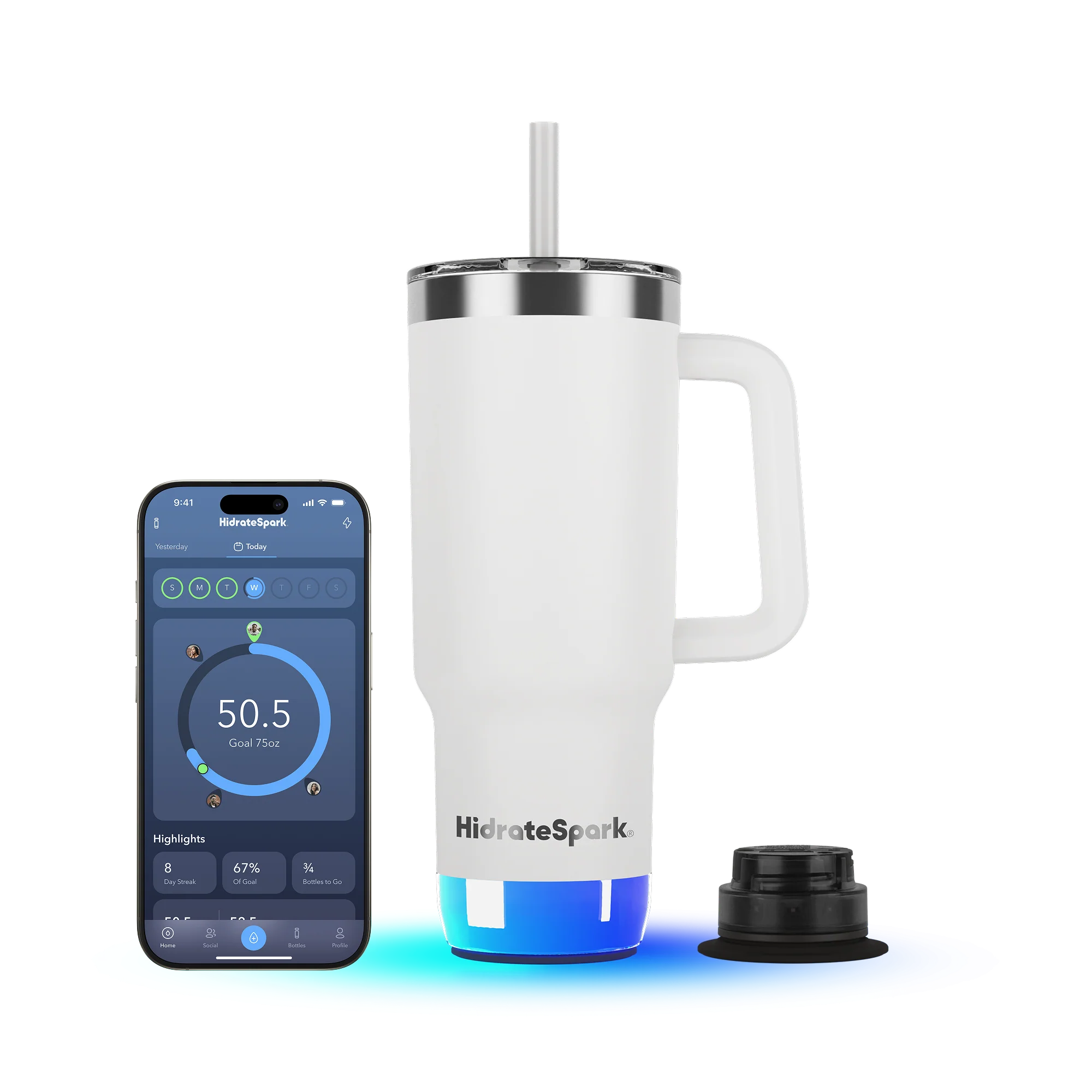 Розумний стакан для води та гарячих напоїв HidrateSpark PRO 2 Smart Tumbler 30 oz/887ml - White
