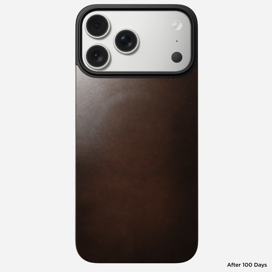 Шкіряна магнітна накладка Nomad Magnetic Horween Leather Back Case for iPhone 17 Pro Max - Rustic Brown (NM014384858)