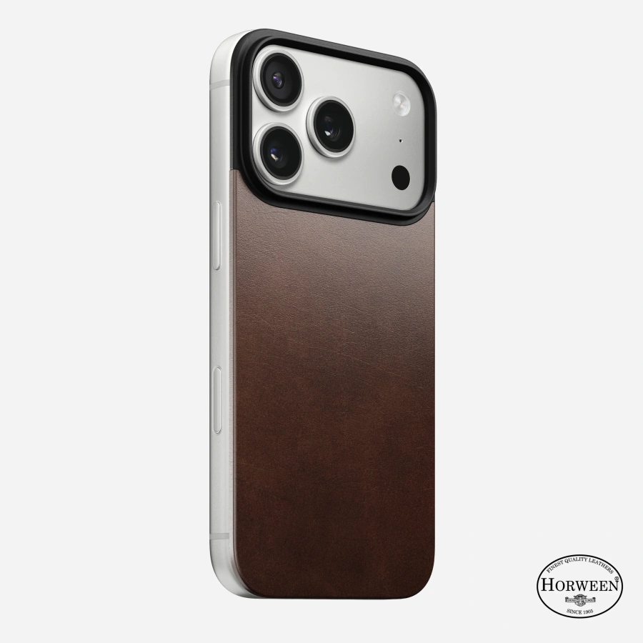 Шкіряна магнітна накладка Nomad Magnetic Horween Leather Back Case for iPhone 17 Pro - Rustic Brown (NM014407858)