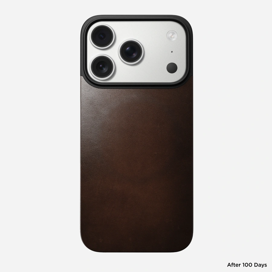 Шкіряна магнітна накладка Nomad Magnetic Horween Leather Back Case for iPhone 17 Pro - Rustic Brown (NM014407858)