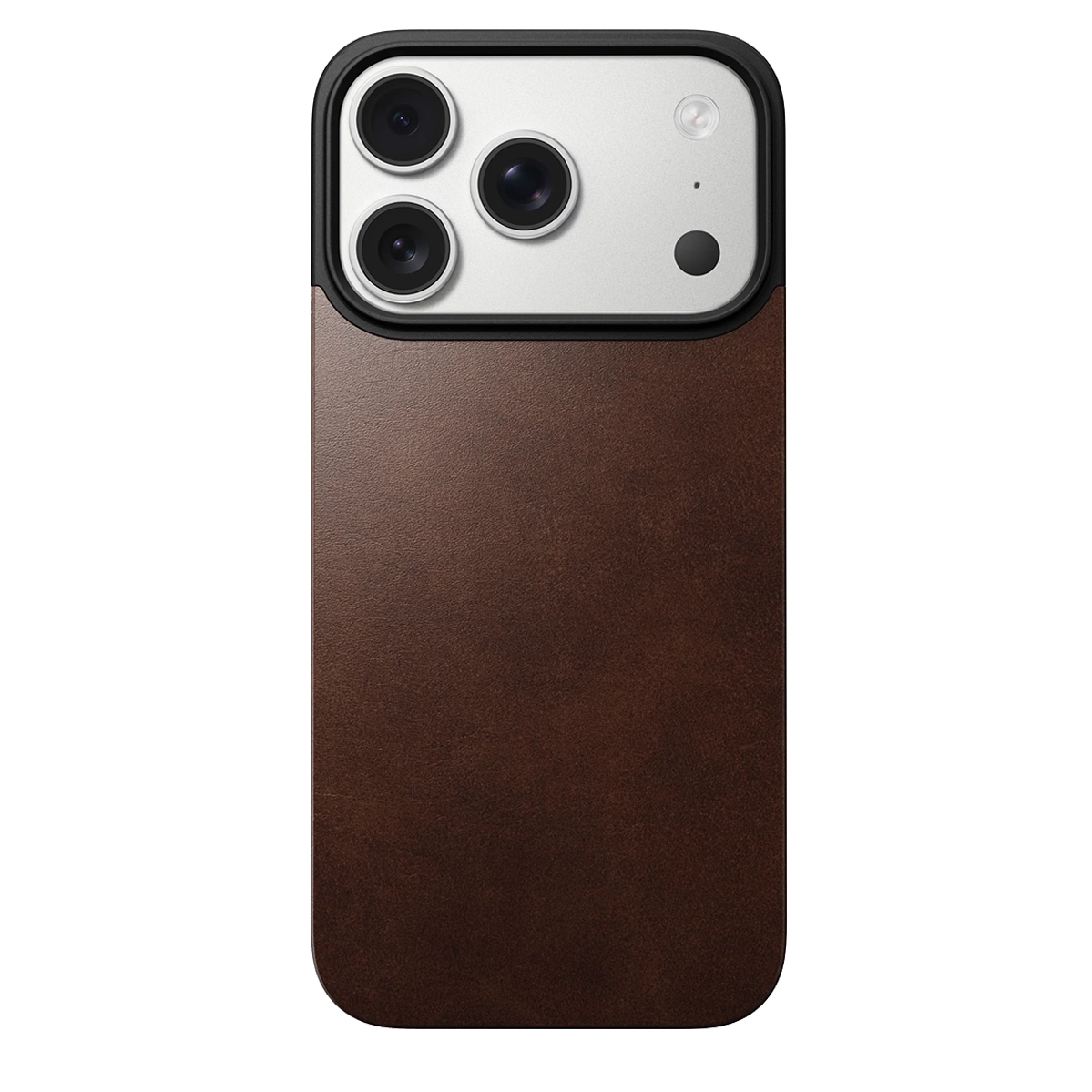 Кожаная магнитная накладка Nomad Magnetic Horween Leather Back Case для iPhone 17 Pro - Rustic Brown (NM014407858)