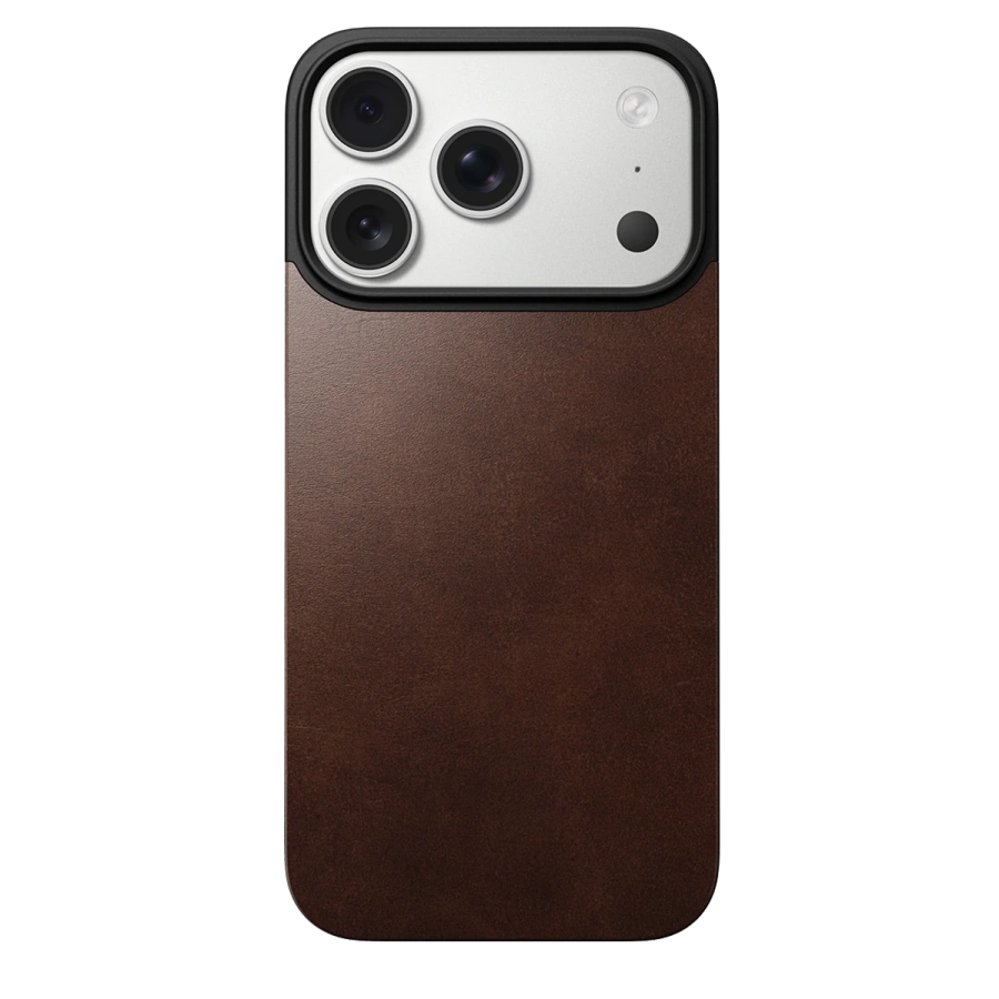 Шкіряна магнітна накладка Nomad Magnetic Horween Leather Back Case for iPhone 17 Pro - Rustic Brown (NM014407858)