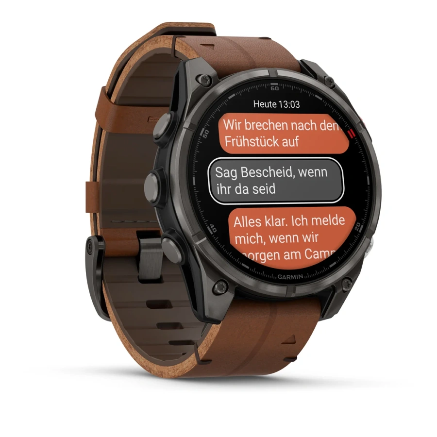 Смарт-годинник Garmin Fenix 8 Pro 47 mm AMOLED Sapphire - Carbon Gray DLC Titanium with QuickFit Leather Strap 22 mm + Black/Pebble Gray Silicone Band (010-03198-40)