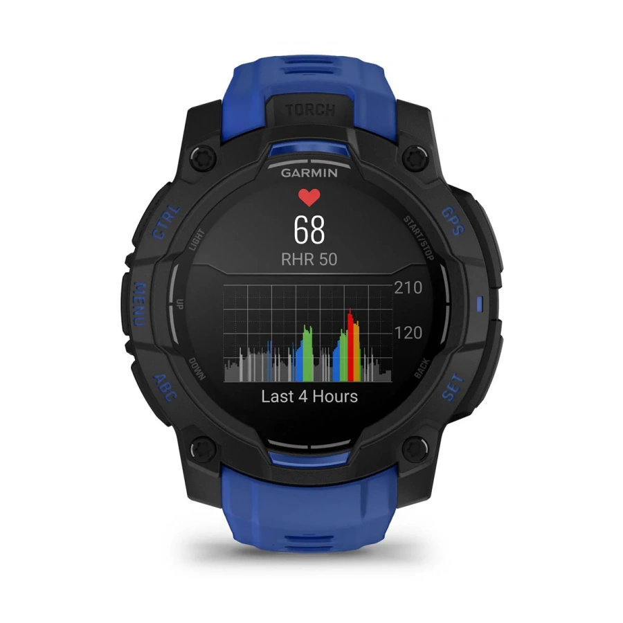 Смарт-годинник Garmin Instinct 3 45mm AMOLED Black with Bolt Blue/Black Band (010-02936-03)