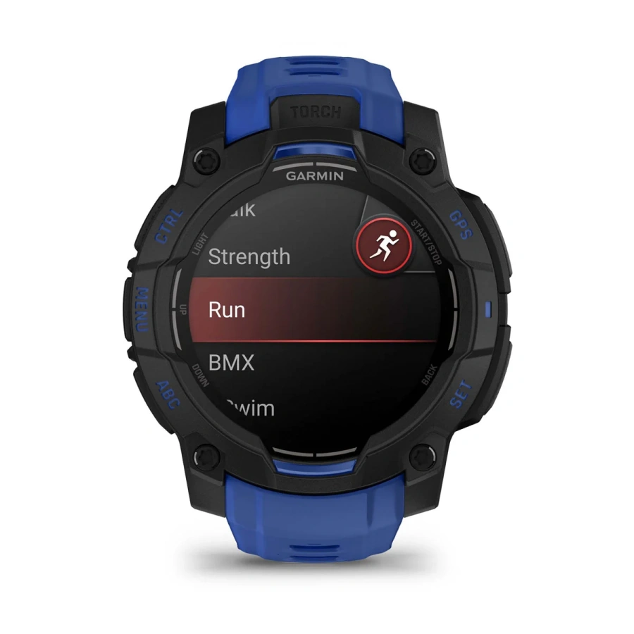 Смарт-годинник Garmin Instinct 3 45mm AMOLED Black with Bolt Blue/Black Band (010-02936-03)
