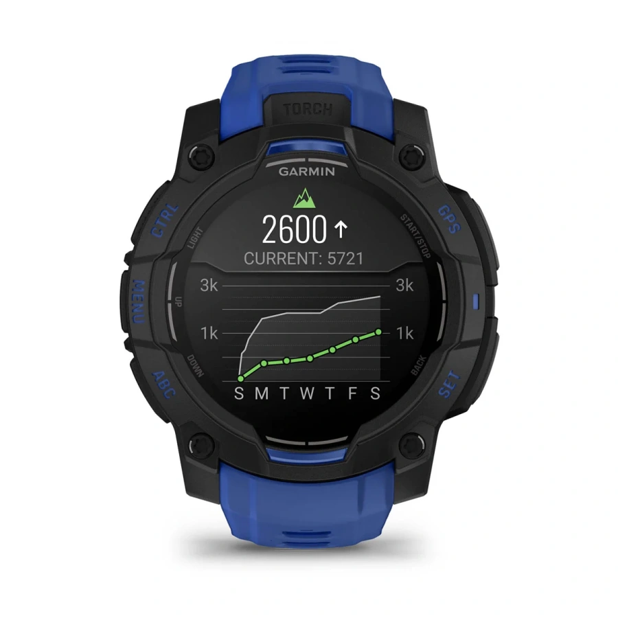 Смарт-годинник Garmin Instinct 3 45mm AMOLED Black with Bolt Blue/Black Band (010-02936-03)