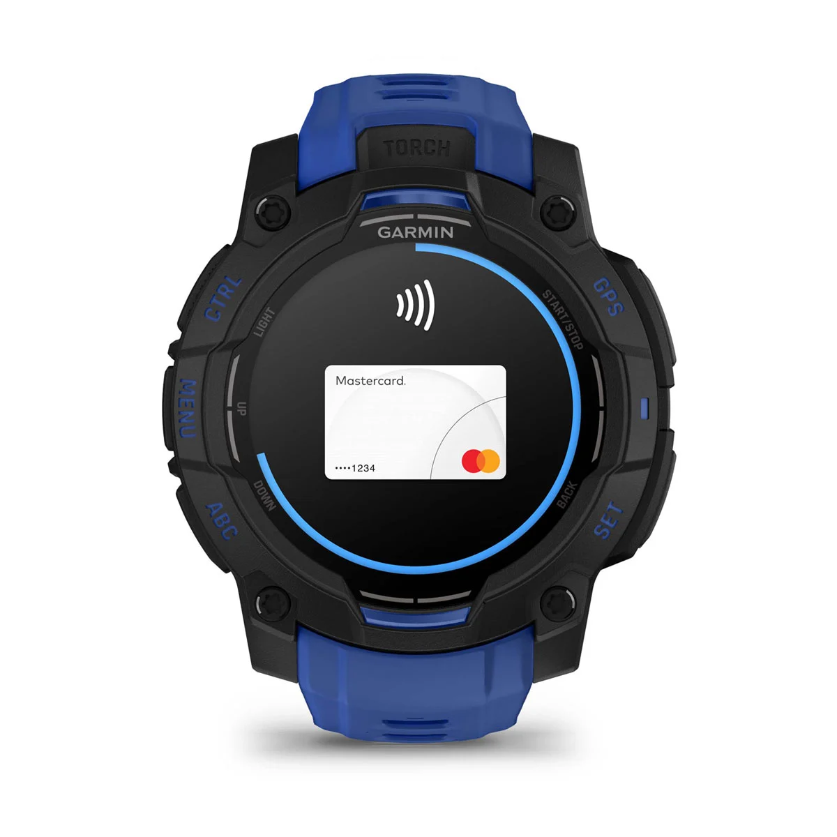 Смарт-годинник Garmin Instinct 3 45mm AMOLED Black with Bolt Blue/Black Band (010-02936-03)