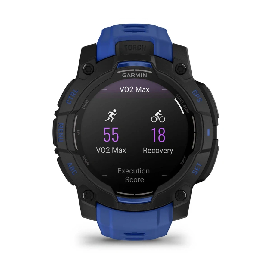 Смарт-годинник Garmin Instinct 3 45mm AMOLED Black with Bolt Blue/Black Band (010-02936-03)