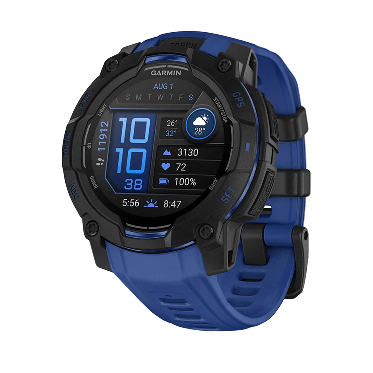 Смарт-годинник Garmin Instinct 3 45mm AMOLED Black with Bolt Blue/Black Band (010-02936-03)