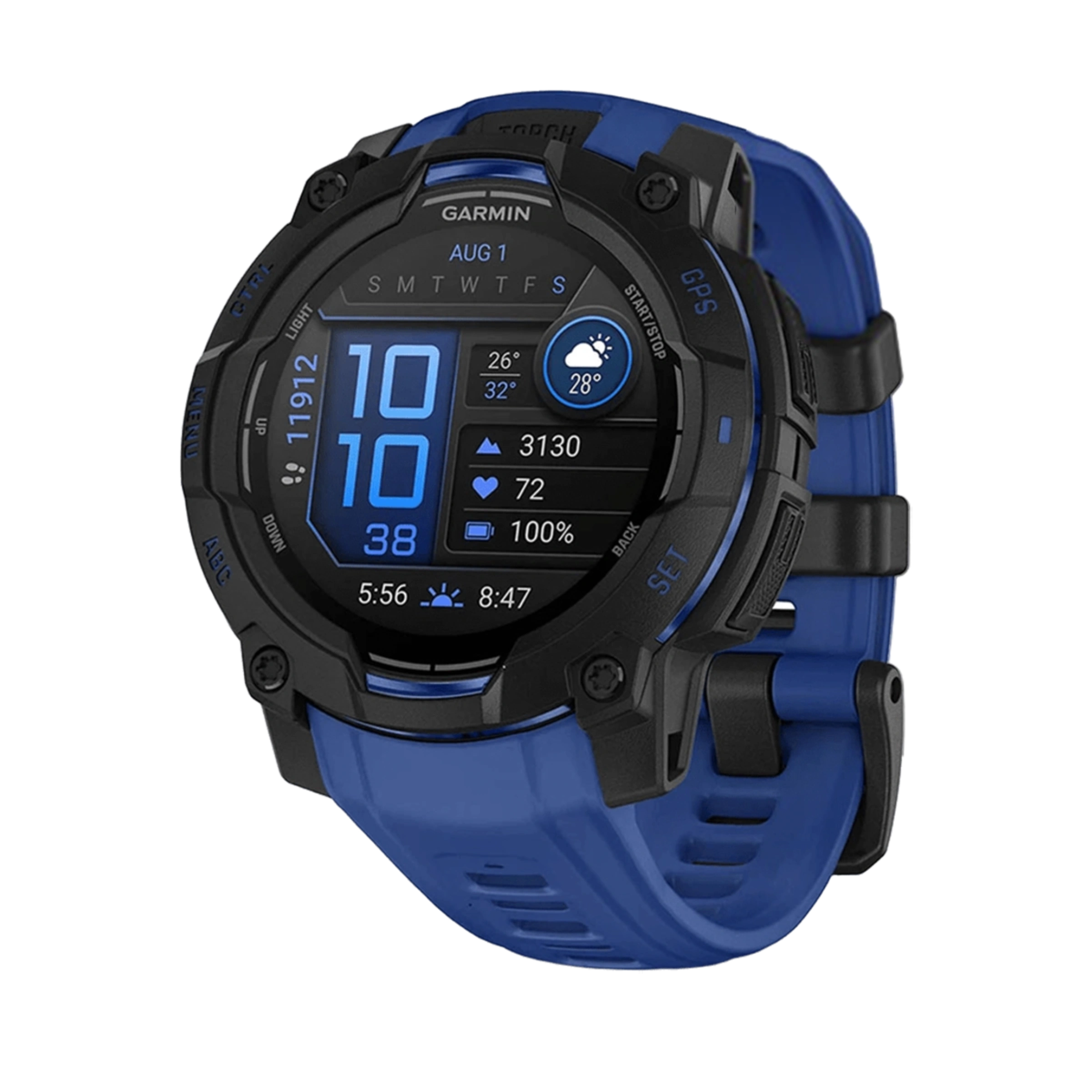Смарт-годинник Garmin Instinct 3 45mm AMOLED Black with Bolt Blue/Black Band (010-02936-03)