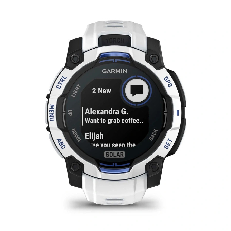 Смарт-годинник Garmin Instinct 3 45mm Solar Whitestone with Whitestone/Bolt Blue Band (010-02934-03)