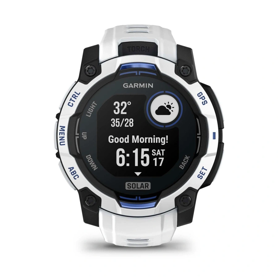 Смарт-годинник Garmin Instinct 3 45mm Solar Whitestone with Whitestone/Bolt Blue Band (010-02934-03)