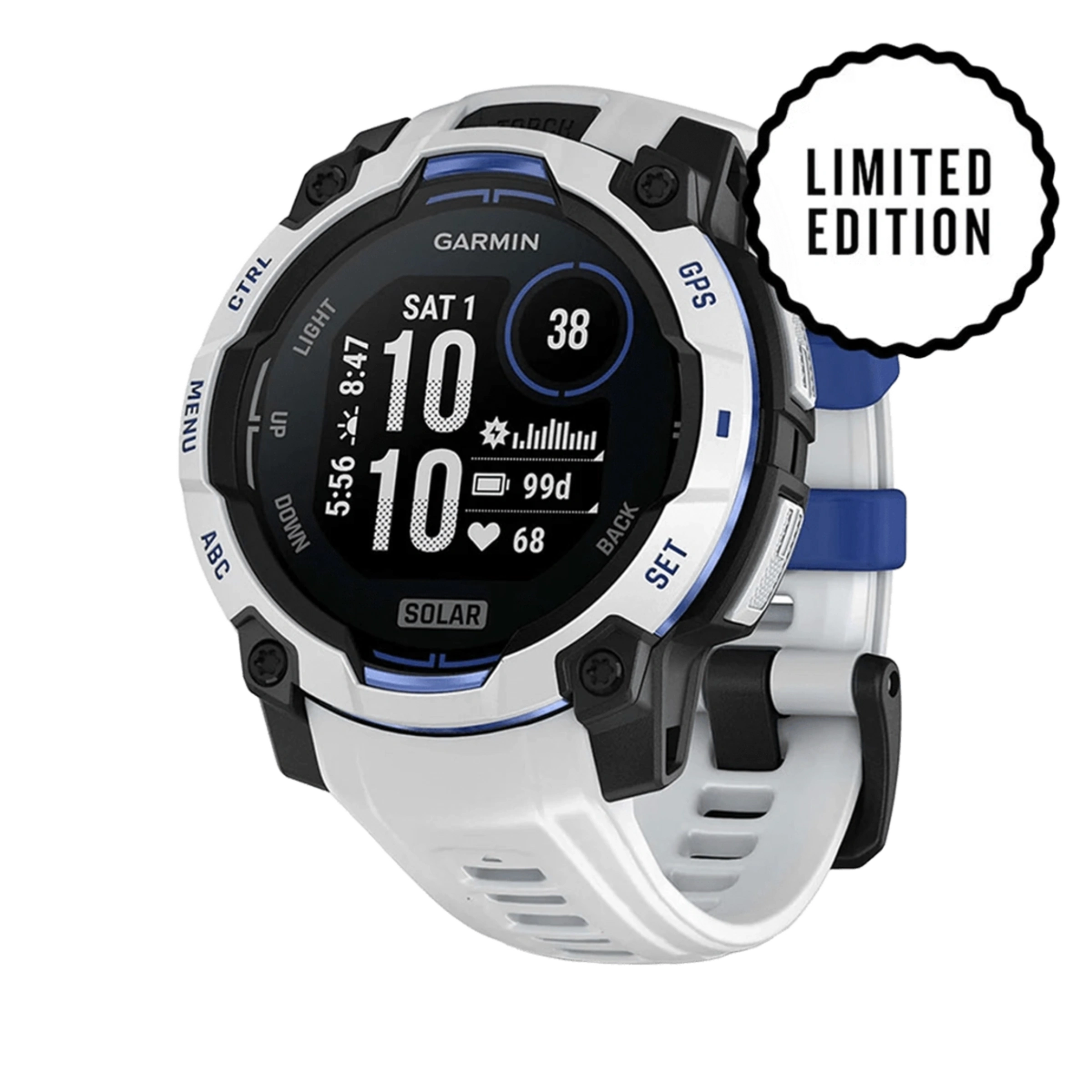 Смарт-годинник Garmin Instinct 3 45mm Solar Whitestone with Whitestone/Bolt Blue Band (010-02934-03)