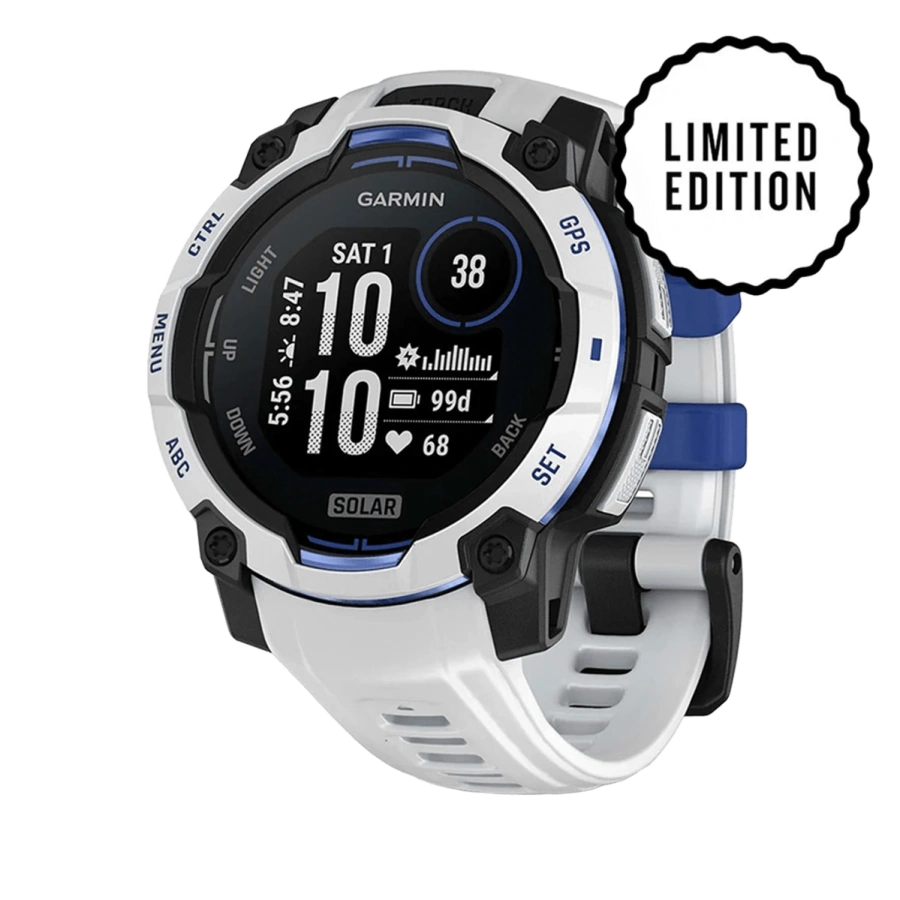 Смарт-годинник Garmin Instinct 3 45mm Solar Whitestone with Whitestone/Bolt Blue Band (010-02934-03)