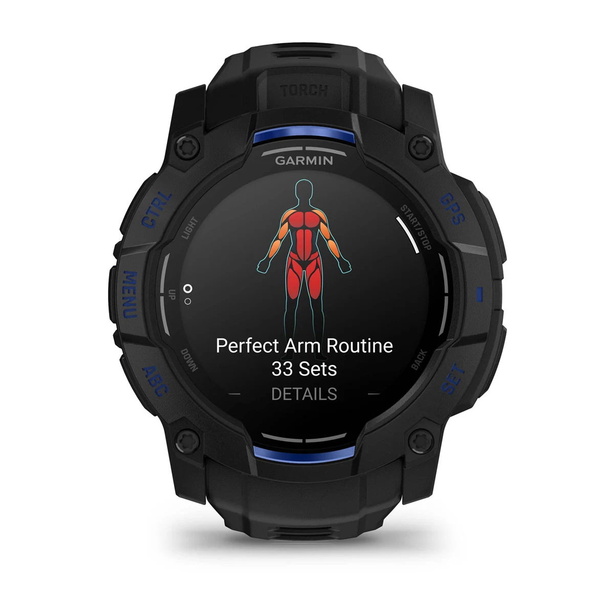 Смарт-годинник Garmin Instinct 3 50mm AMOLED Black with Black/Bolt Blue Band (010-03020-03)