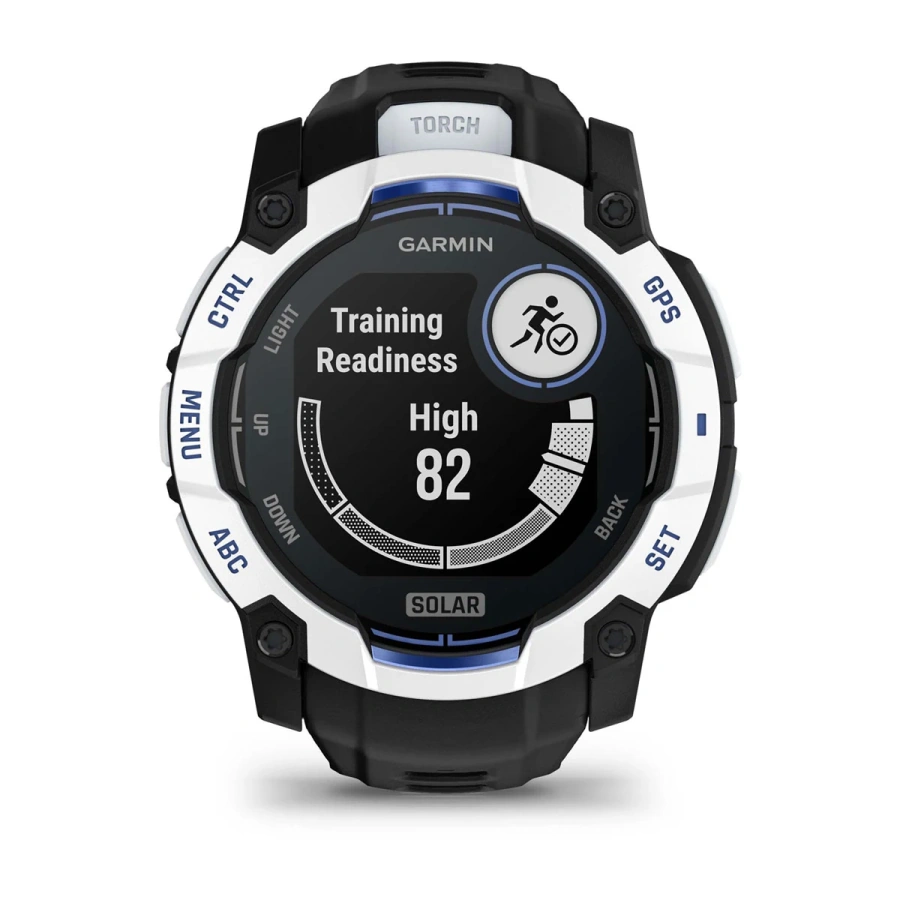 Смарт-годинник Garmin Instinct 3 50mm Solar Whitestone with Black/Bolt Blue Band (010-02935-03)
