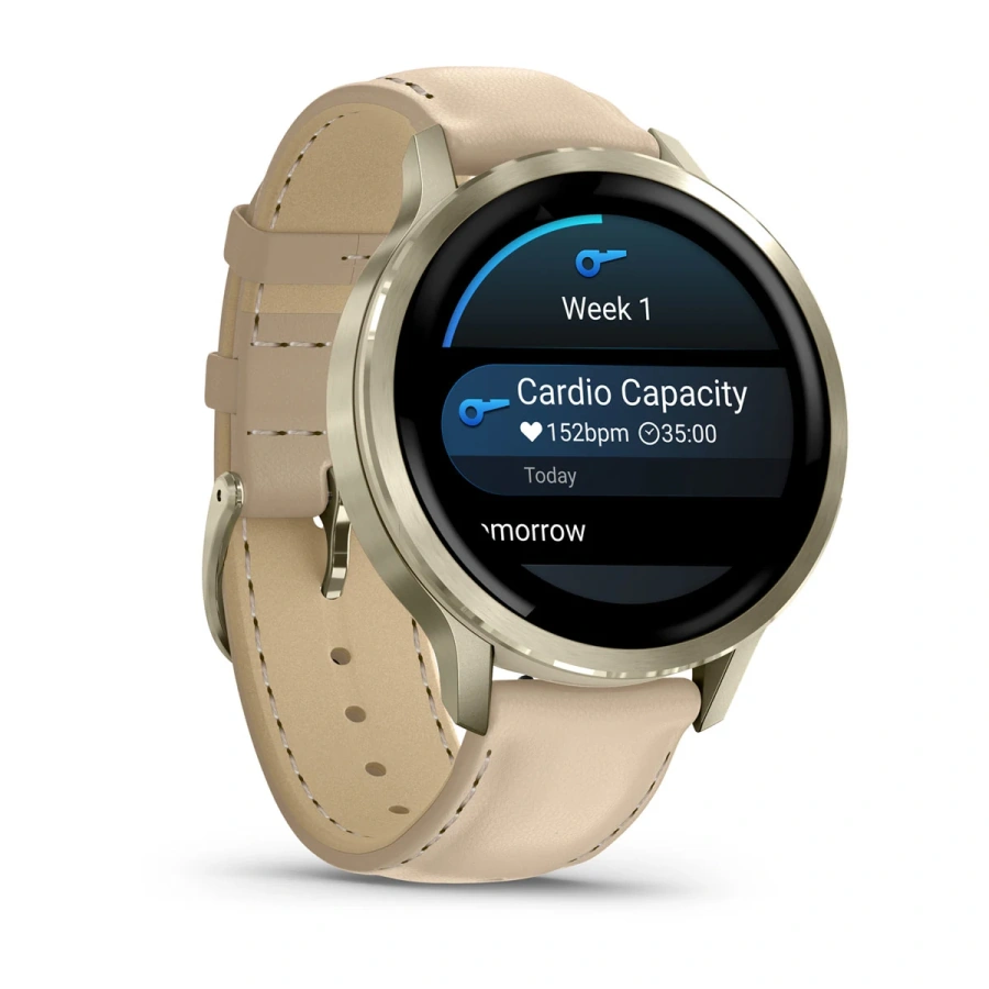 Смарт-годинник Garmin Venu 4 41 mm Lunar Gold with Bone Silicone Band and Light Sand Leather Band (010-03013-03)