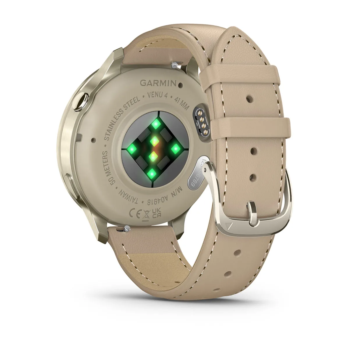 Смарт-годинник Garmin Venu 4 41 mm Lunar Gold with Bone Silicone Band and Light Sand Leather Band (010-03013-03)