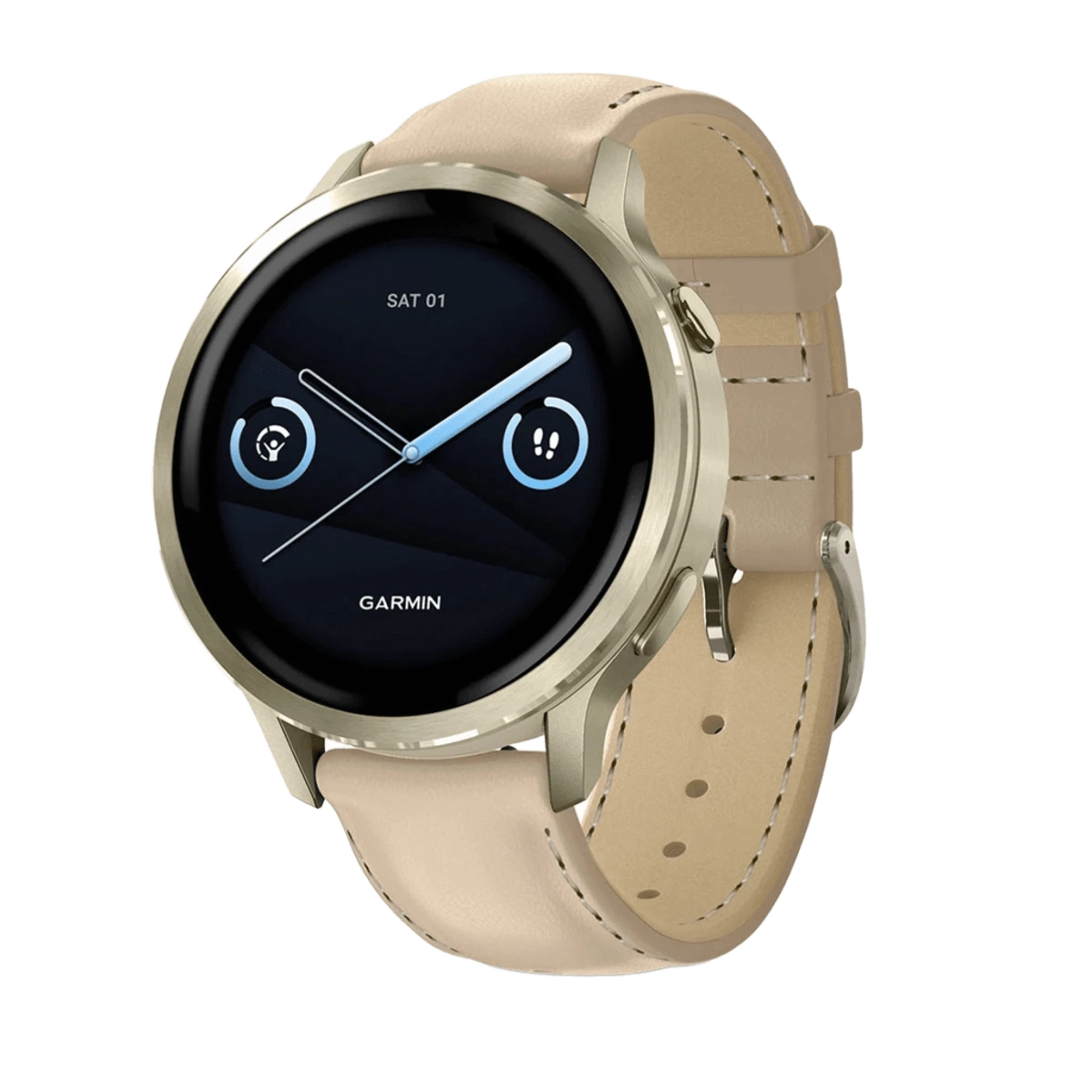 Смарт-часы Garmin Venu 4 41 mm Lunar Gold with Bone Silicone Band and Light Sand Leather Band (010-03013-03)