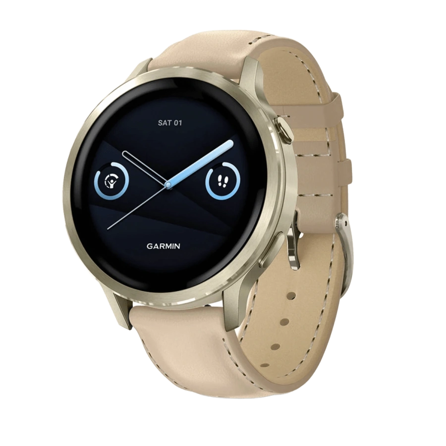 Смарт-годинник Garmin Venu 4 41 mm Lunar Gold with Bone Silicone Band and Light Sand Leather Band (010-03013-03)