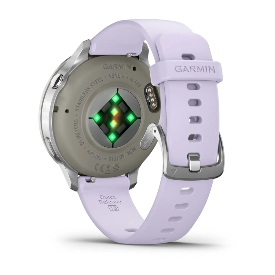 Смарт-годинник Garmin Venu 4 41 mm Silver with Periwinkle Silicone Band (010-03013-01)