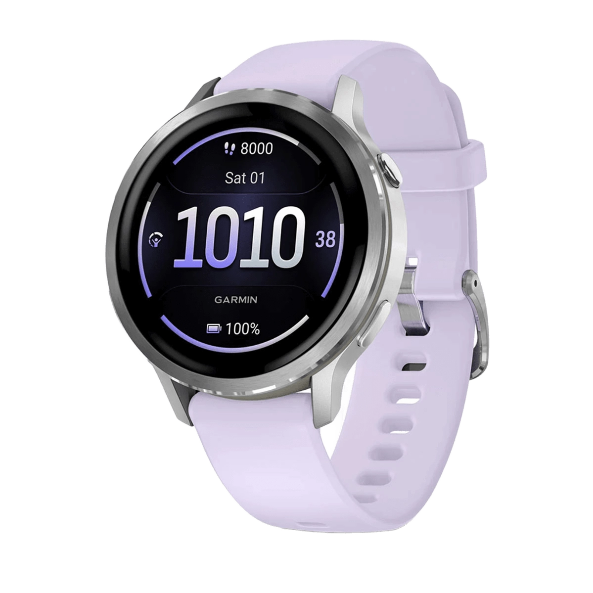 Смарт-годинник Garmin Venu 4 41 mm Silver with Periwinkle Silicone Band (010-03013-01)