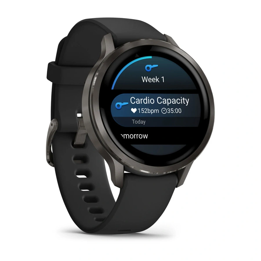 Смарт-годинник Garmin Venu 4 41 mm Slate with Black Silicone Band (010-03013-02)