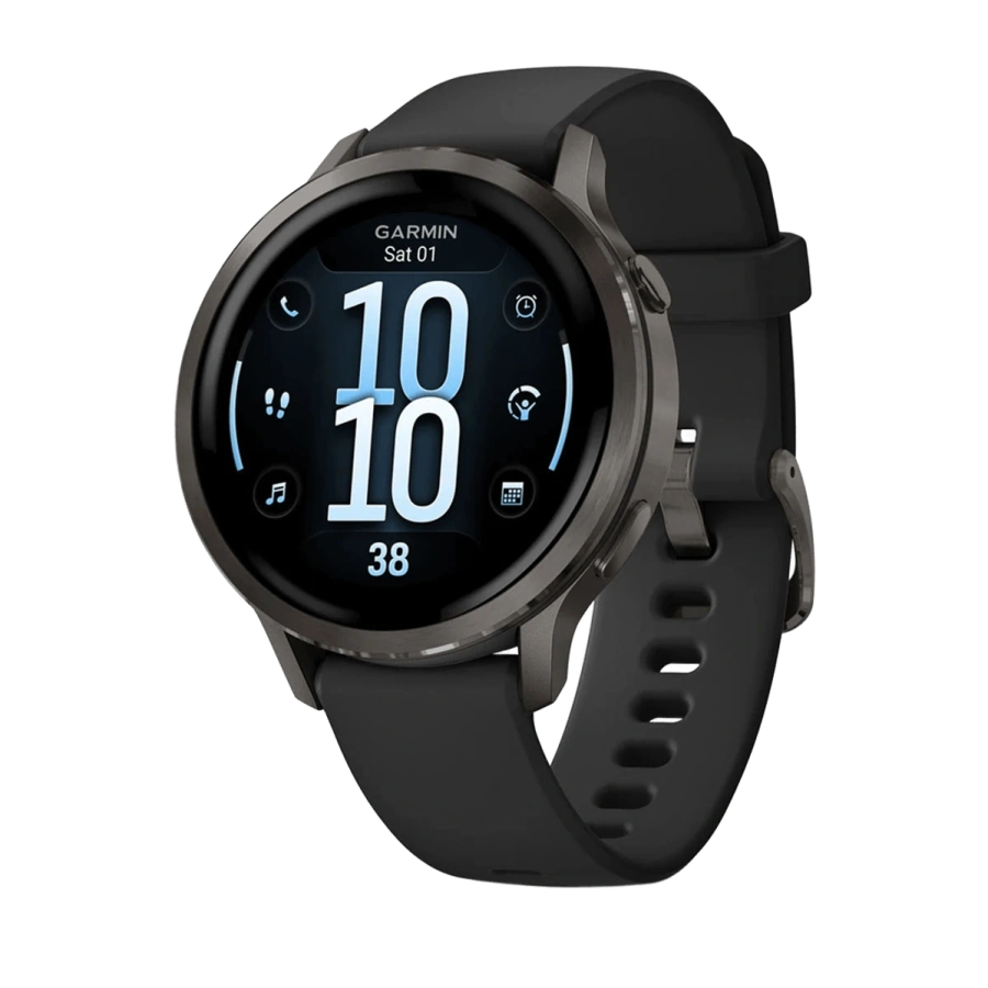 Смарт-годинник Garmin Venu 4 41 mm Slate with Black Silicone Band (010-03013-02)