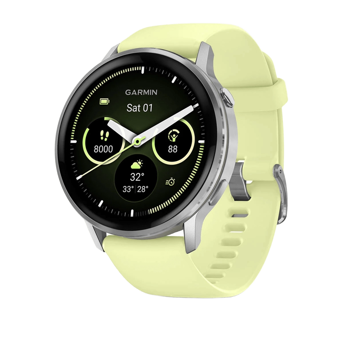 Смарт-годинник Garmin Venu 4 45 mm Silver with Citron Silicone band (010-03014-02)