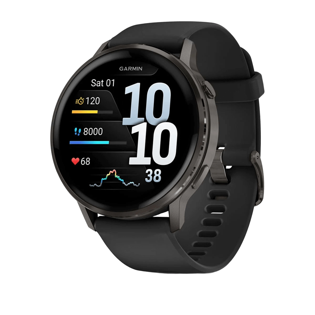 Смарт-годинник Garmin Venu 4 45 mm Slate with Black Silicone Band (010-03014-00)