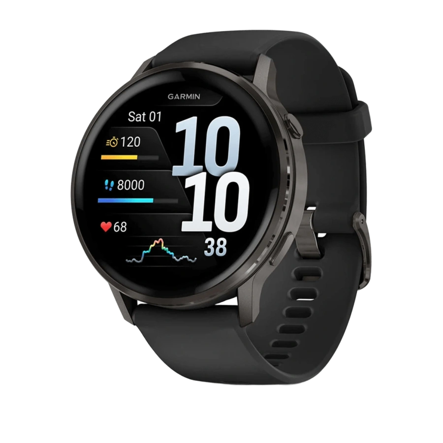 Смарт-часы Garmin Venu 4 45 mm Slate with Black Silicone Band (010-03014-00)