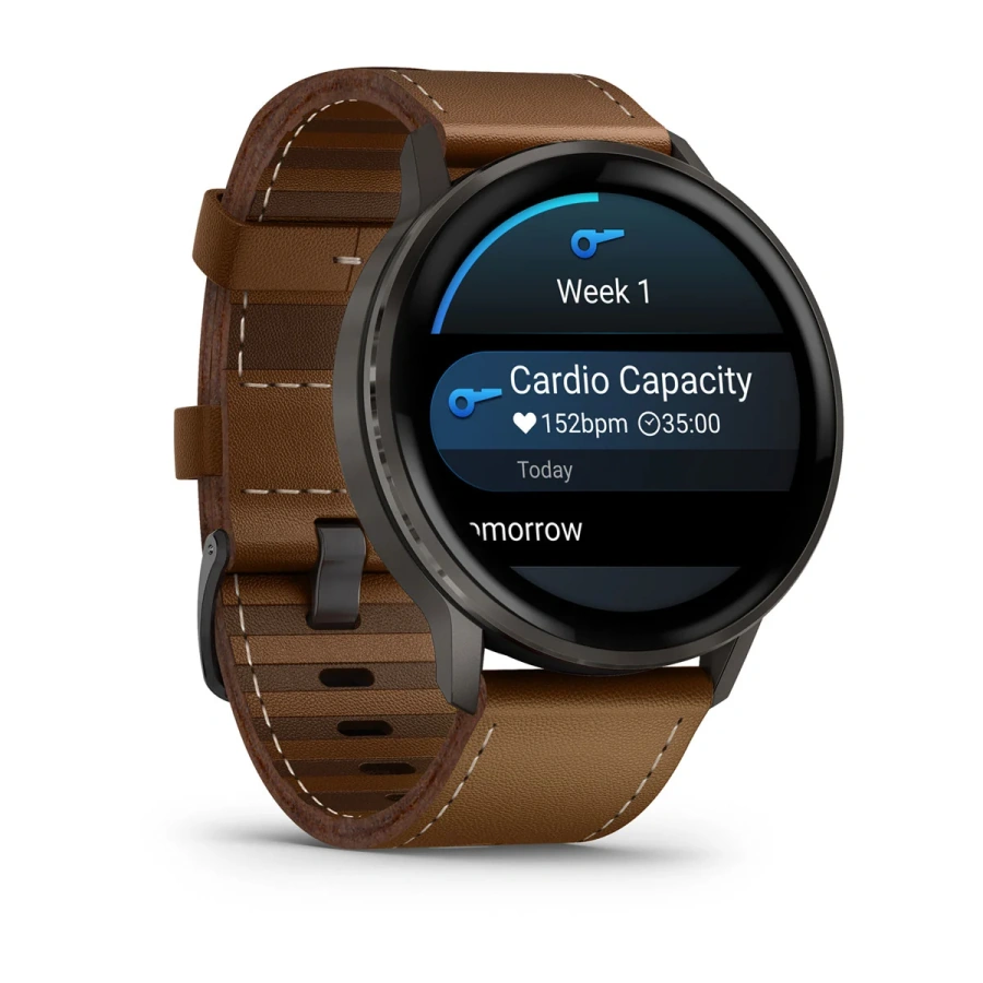 Смарт-часы Garmin Venu 4 45 mm Slate with Black Silicone Band and Brown Leather Band (010-03014-03)