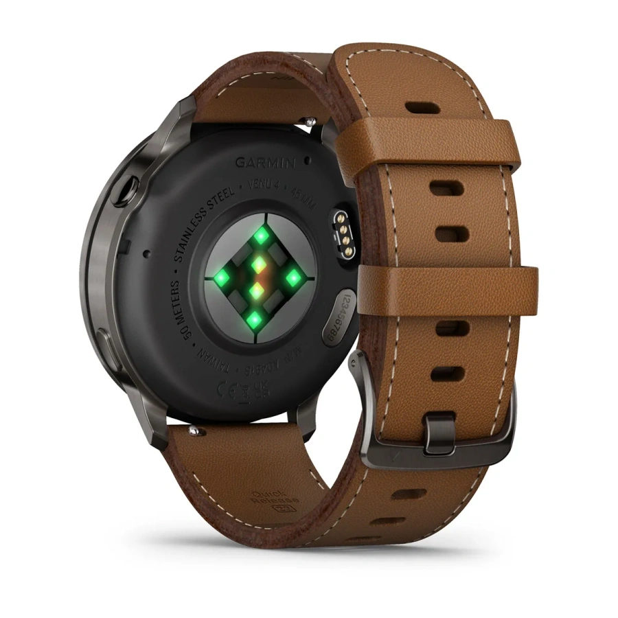 Смарт-часы Garmin Venu 4 45 mm Slate with Black Silicone Band and Brown Leather Band (010-03014-03)