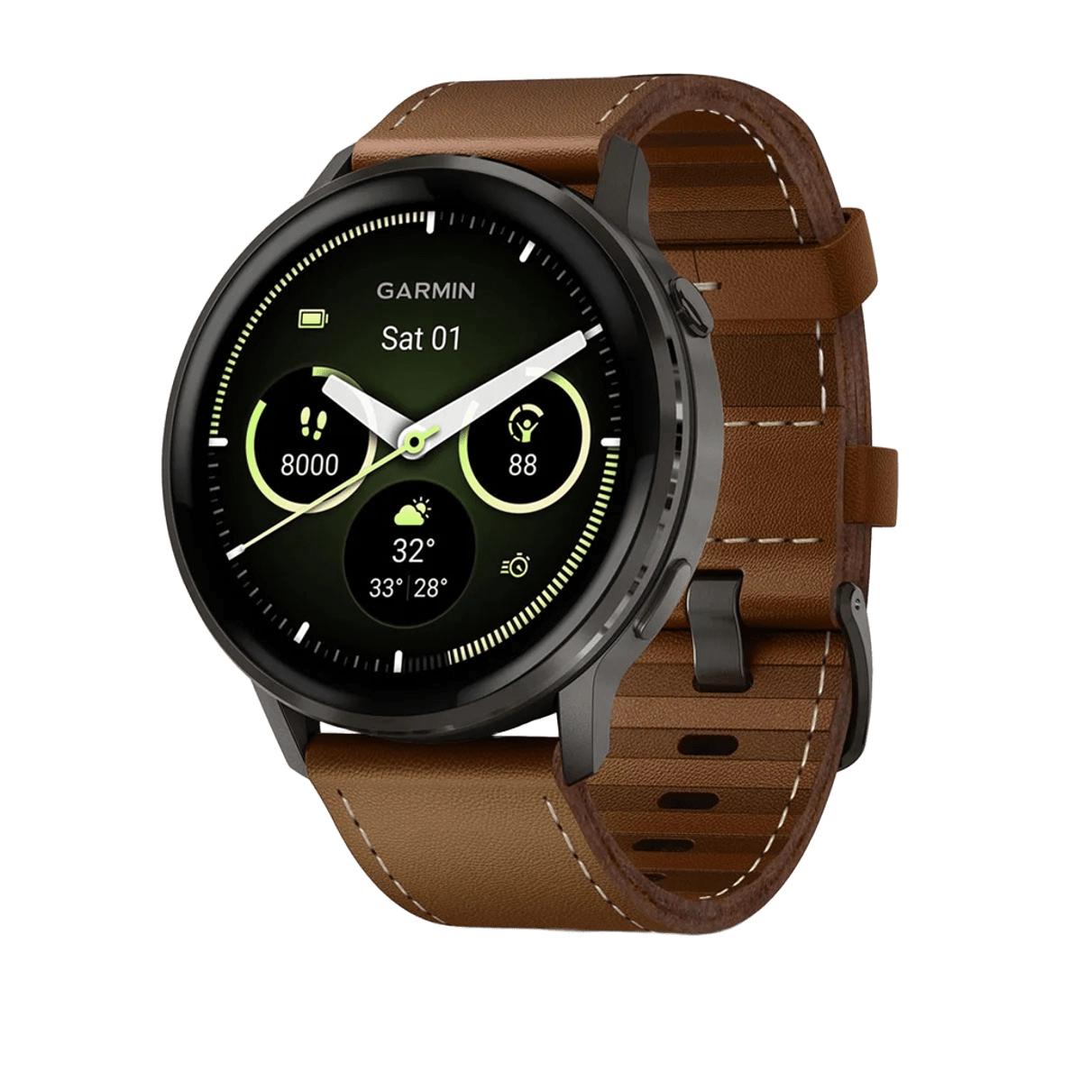 Смарт-часы Garmin Venu 4 45 mm Slate with Black Silicone Band and Brown Leather Band (010-03014-03)