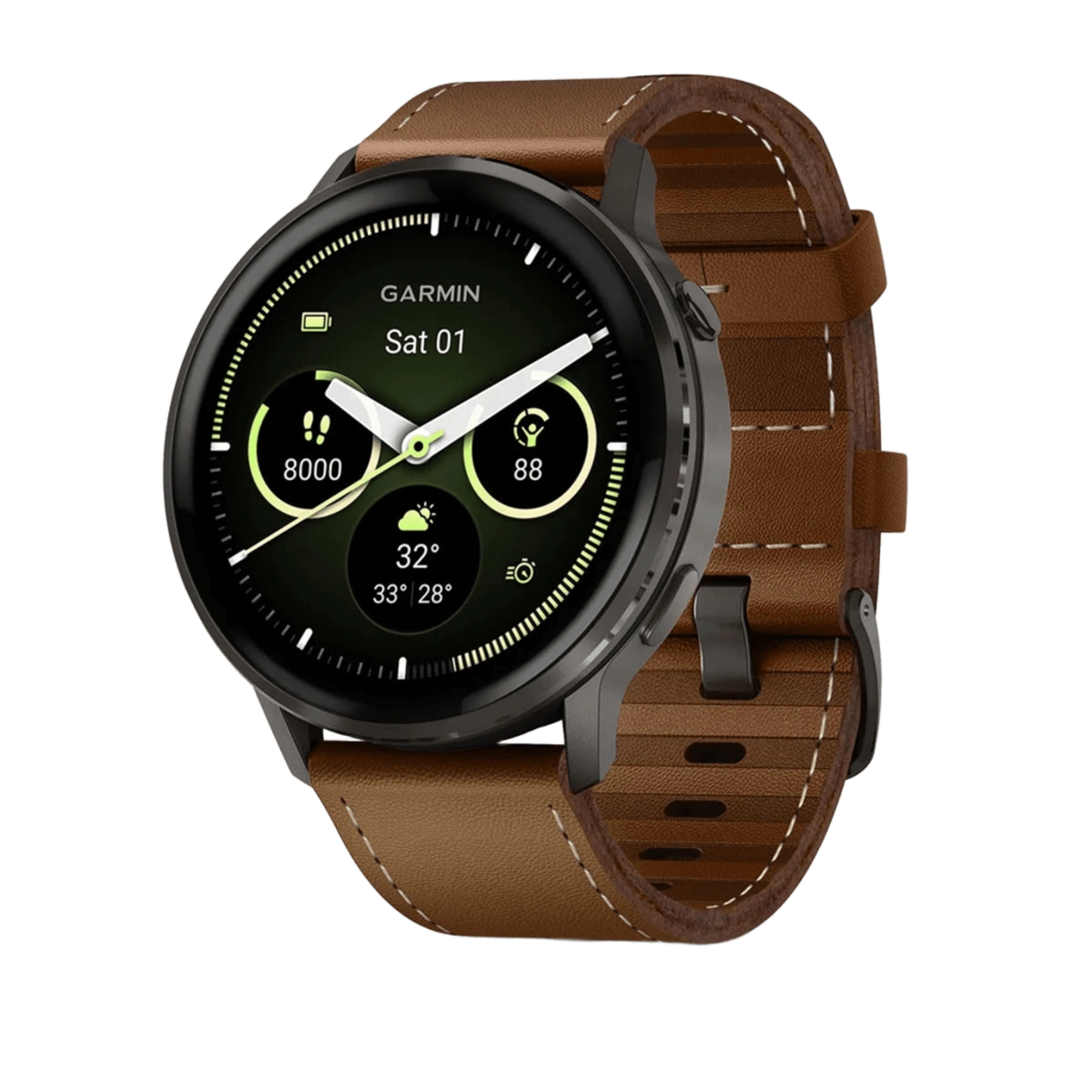 Смарт-часы Garmin Venu 4 45 mm Slate with Black Silicone Band and Brown Leather Band (010-03014-03)