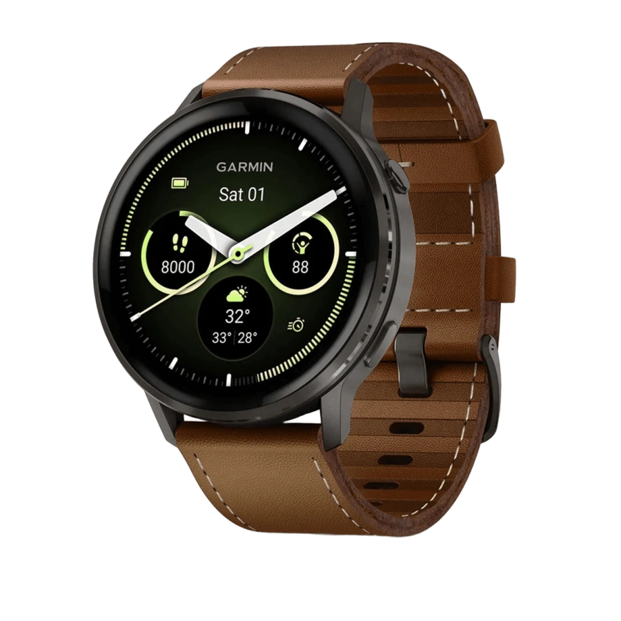 Смарт-часы Garmin Venu 4 45 mm Slate with Black Silicone Band and Brown Leather Band (010-03014-03)