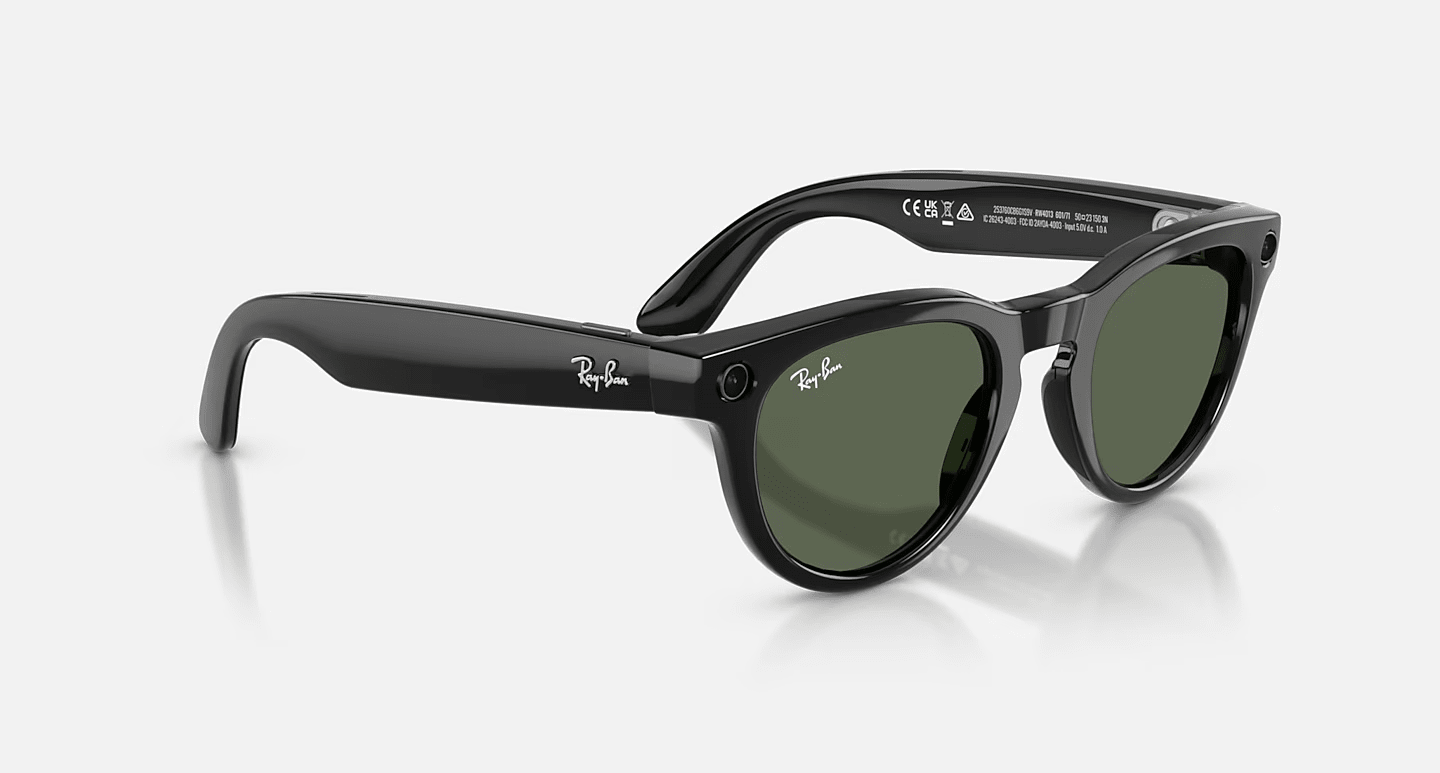 Смарт-очки Ray-Ban | Meta Headliner [Gen 2] Low Bridge Fit Standard Shiny Black Frame / G-15 Green Lenses (RW4013F 601/71 51-23)
