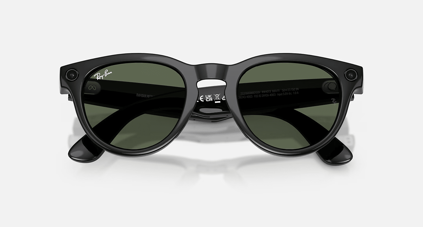 Смарт-очки Ray-Ban | Meta Headliner [Gen 2] Low Bridge Fit Standard Shiny Black Frame / G-15 Green Lenses (RW4013F 601/71 51-23)