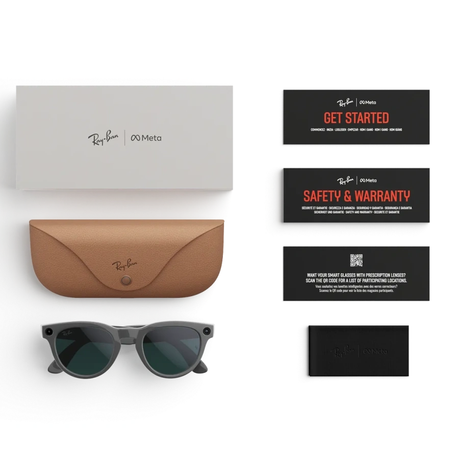 Смарт-окуляри Ray-Ban | Meta Headliner [Gen 2] Standard Shiny Asteroid Grey Frame / Clear to Emerald Transitions Lenses (RW4013 6702CE 50-23)