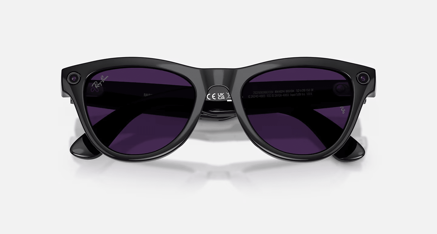Смарт-очки Ray-Ban | Meta Skyler [Gen 2] Standard Shiny Black Frame / Clear to Amethyst Transitions Lenses (RW4014 601/CH 52-20)