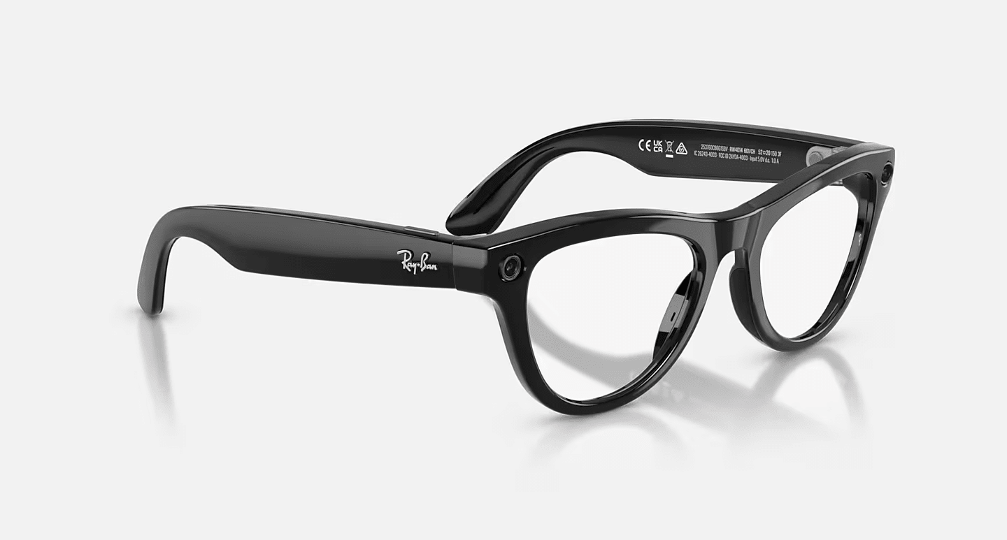 Смарт-очки Ray-Ban | Meta Skyler [Gen 2] Standard Shiny Black Frame / Clear to Amethyst Transitions Lenses (RW4014 601/CH 52-20)